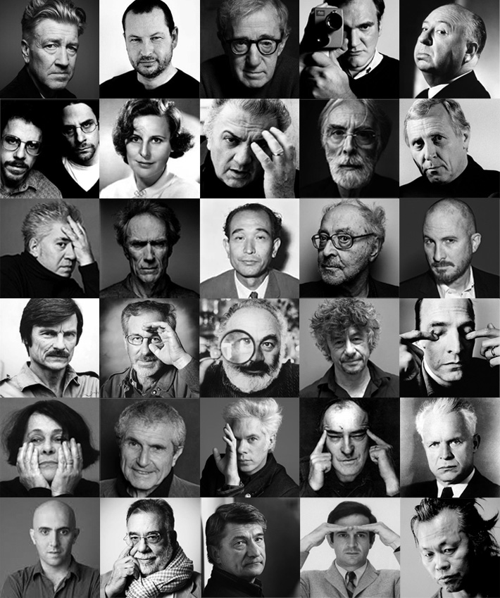 Фото культовых режиссеров, как Дэвид Линч, Квентин Тарантино, Альфред Хичкок и Акира Куросава