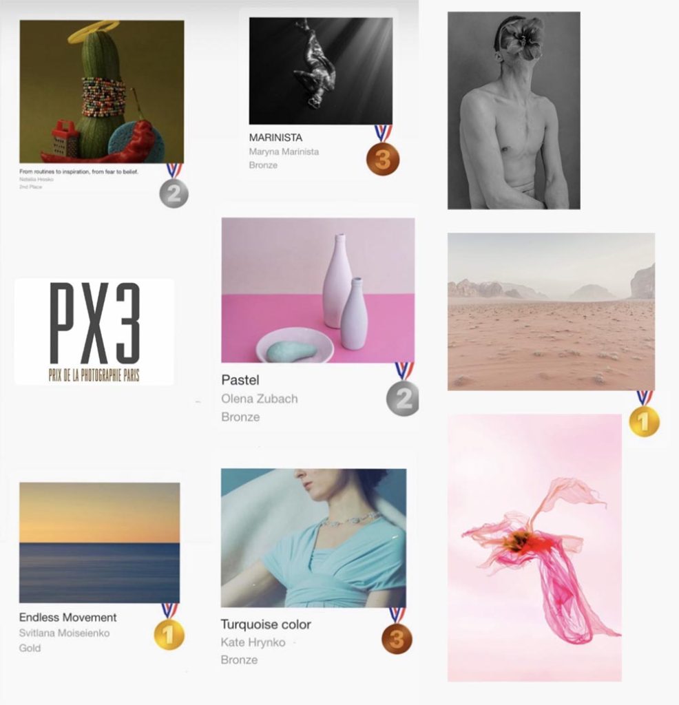 Серед нагород – золото, срібло та бронза у таких конкурсах як: International Photography Awards, Px3 Paris Photography Prize, MonoVisions Photography Awards, Siena Creative Photo Awards, MUSE Photography Awards та Fine Art Photography Awards
