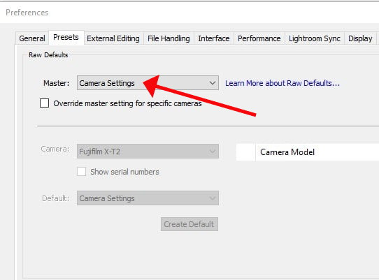 Заміна профілю Adobe на профіль вашої камери в Lightroom
