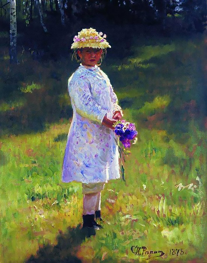 Илья Репин, Девушка с цветами, дочь художника, 1878