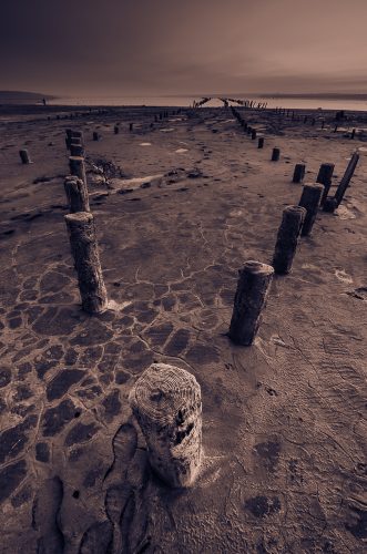 Tidal defences at dusk