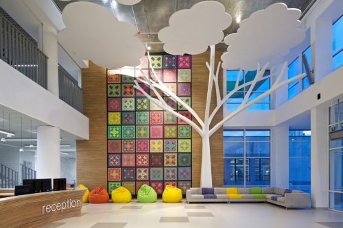 Interior of Novopechersky school in Kyiv.