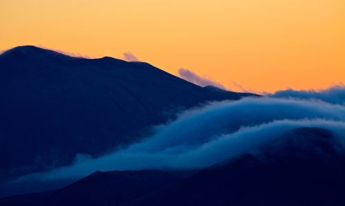 Foggy sunset of Kamchatka